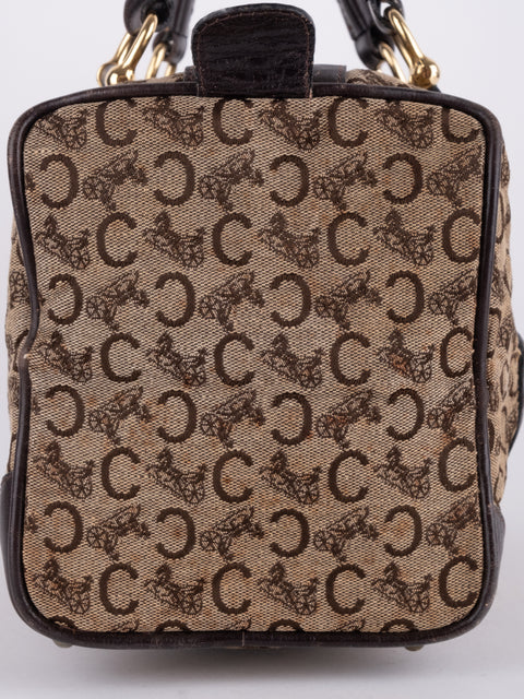Celine Macadam Vintage Dark Brown Boston Bag