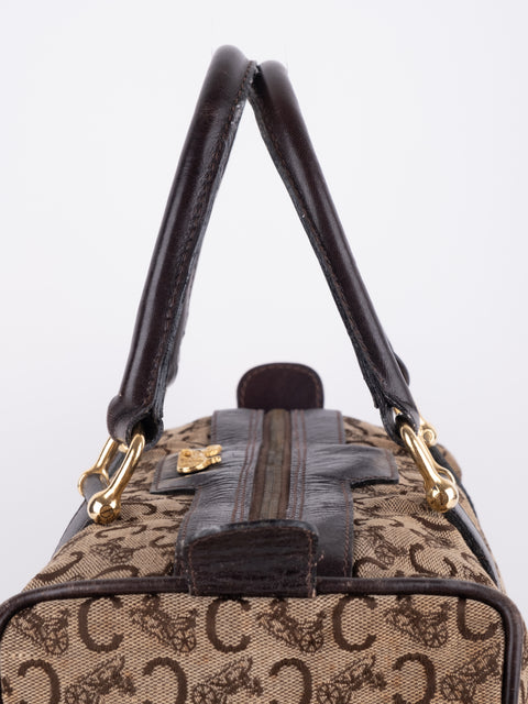 Celine Macadam Vintage Dark Brown Boston Bag