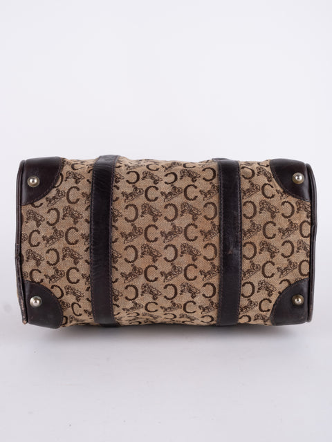 Celine Macadam Vintage Dark Brown Boston Bag