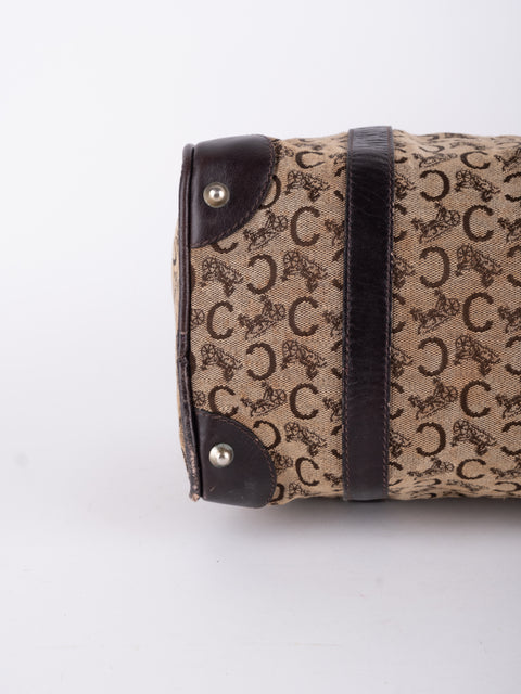 Celine Macadam Vintage Dark Brown Boston Bag