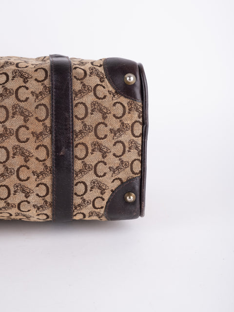 Celine Macadam Vintage Dark Brown Boston Bag