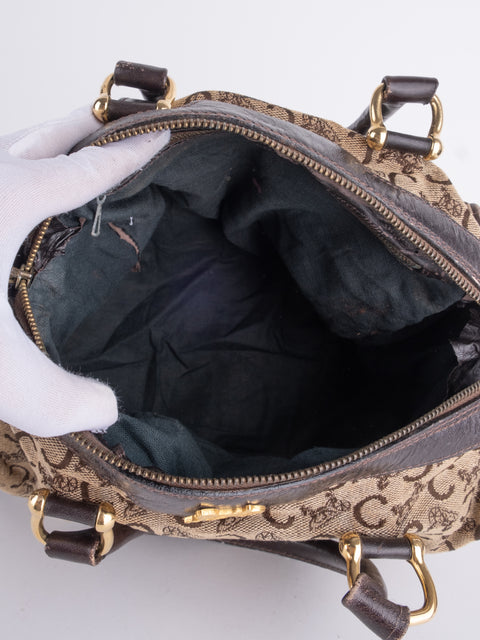 Celine Macadam Vintage Dark Brown Boston Bag