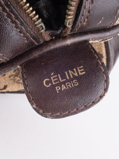 Celine Macadam Vintage Dark Brown Boston Bag