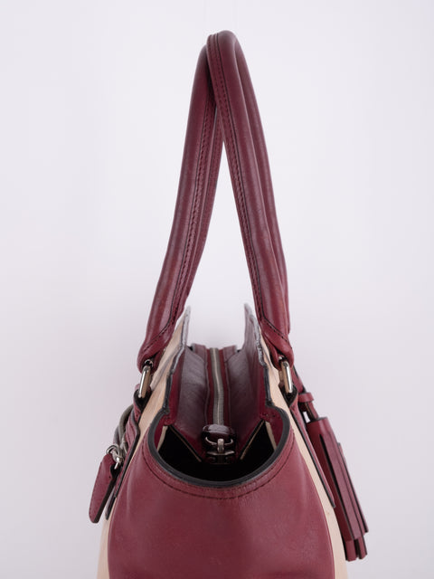 Coach Vintage Beige and Burgundy Mini Tote Bag