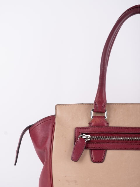 Coach Vintage Beige and Burgundy Mini Tote Bag