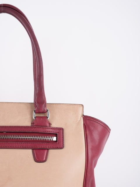 Coach Vintage Beige and Burgundy Mini Tote Bag