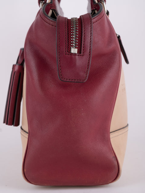 Coach Vintage Beige and Burgundy Mini Tote Bag