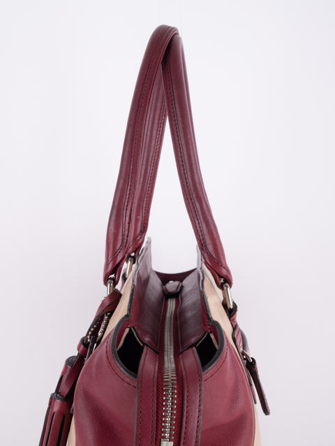 Coach Vintage Beige and Burgundy Mini Tote Bag