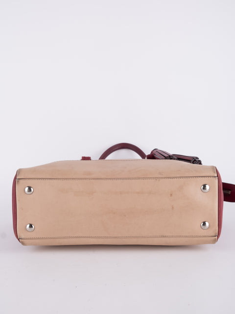 Coach Vintage Beige and Burgundy Mini Tote Bag