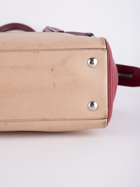 Coach Vintage Beige and Burgundy Mini Tote Bag