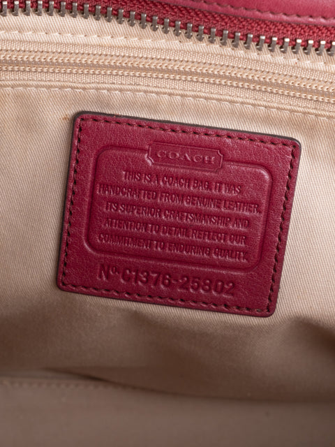 Coach Vintage Beige and Burgundy Mini Tote Bag