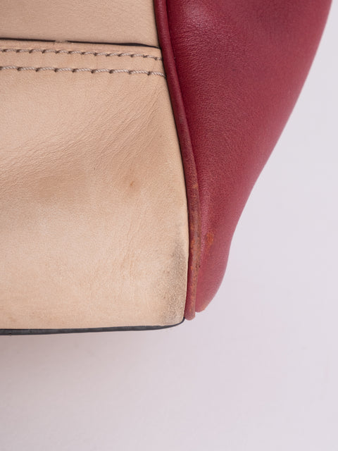 Coach Vintage Beige and Burgundy Mini Tote Bag
