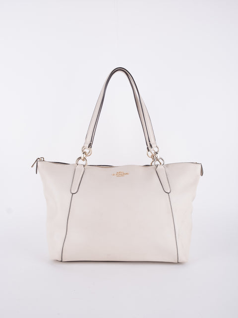 Coach Vintage White Leather Shoulder Tote Bag