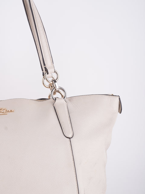 Coach Vintage White Leather Shoulder Tote Bag