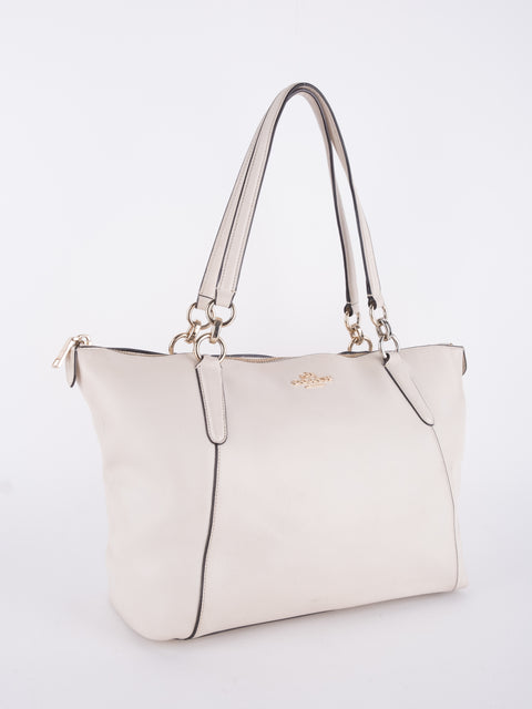 Coach Vintage White Leather Shoulder Tote Bag
