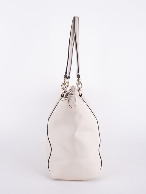 Coach Vintage White Leather Shoulder Tote Bag