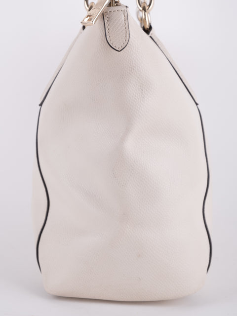 Coach Vintage White Leather Shoulder Tote Bag