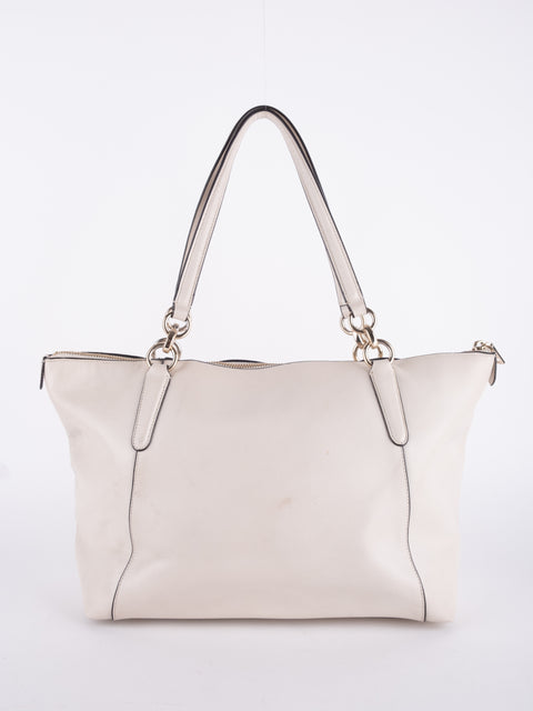 Coach Vintage White Leather Shoulder Tote Bag