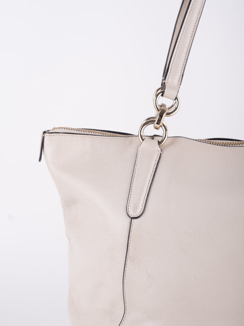 Coach Vintage White Leather Shoulder Tote Bag