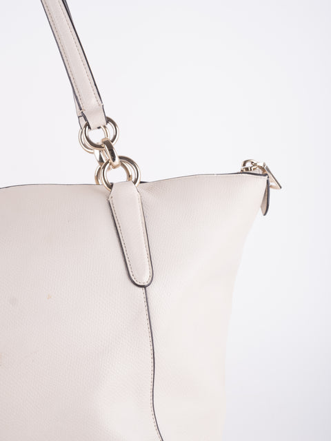 Coach Vintage White Leather Shoulder Tote Bag