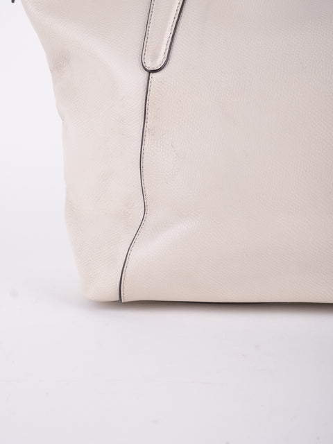 Coach Vintage White Leather Shoulder Tote Bag