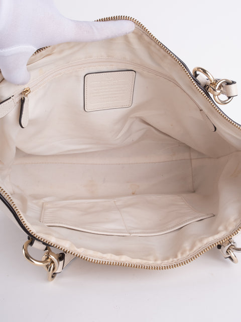 Coach Vintage White Leather Shoulder Tote Bag