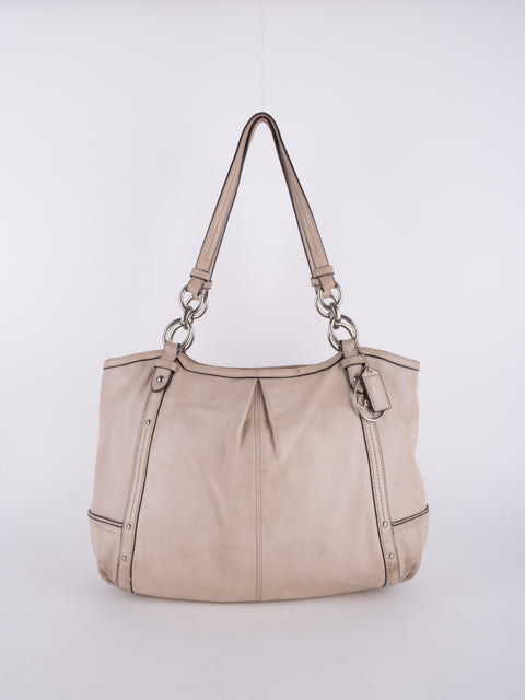 Coach Vintage Beige Leather Shoulder Bag