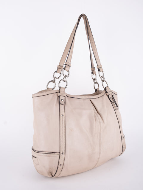 Coach Vintage Beige Leather Shoulder Bag