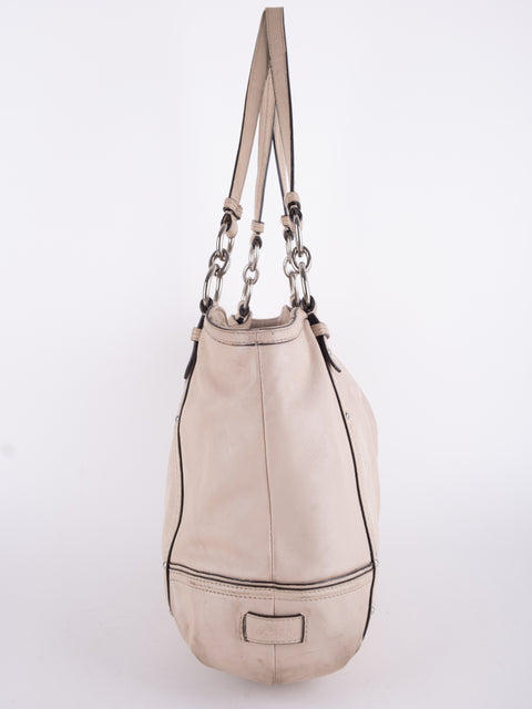 Coach Vintage Beige Leather Shoulder Bag