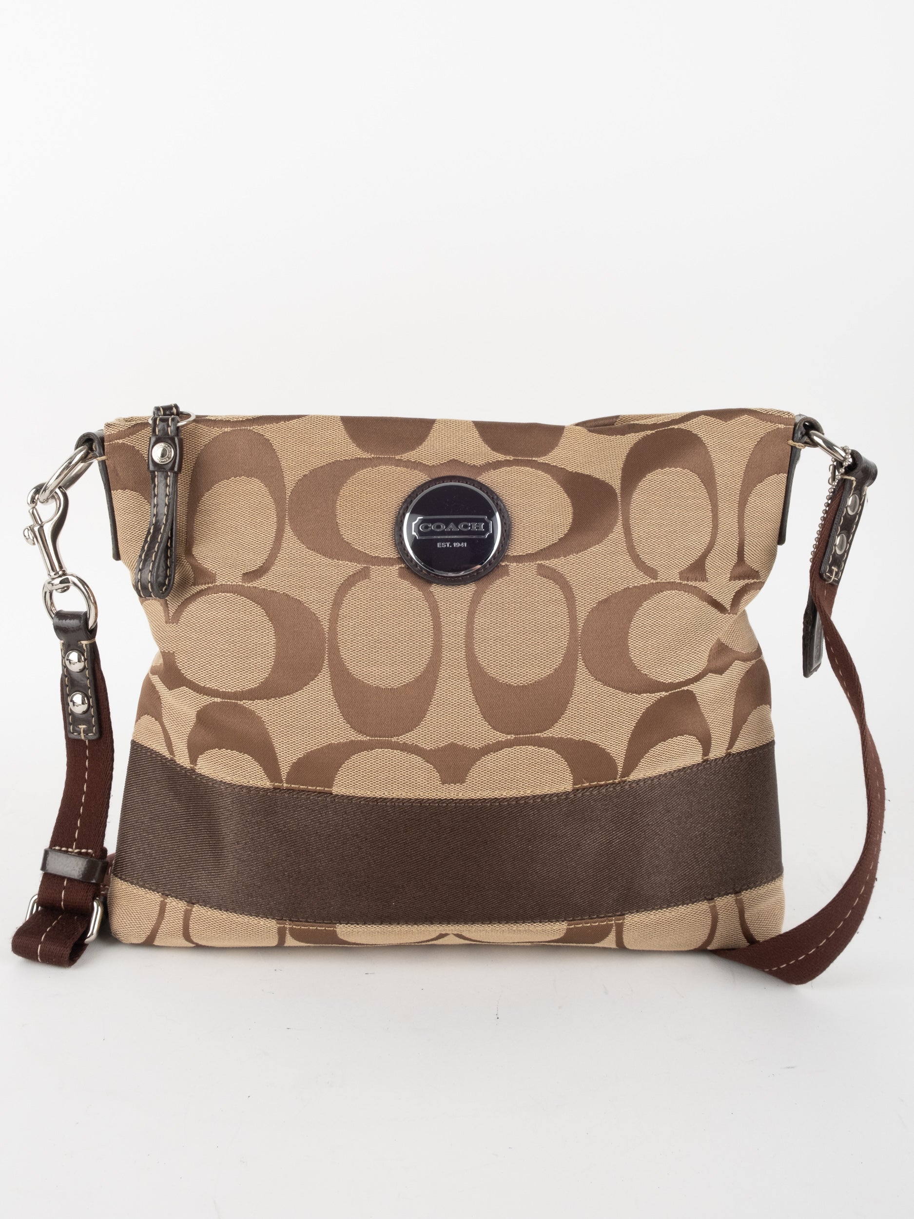 COACH COACH Signature Crossbody Bag Brown Canvas Y2K Era