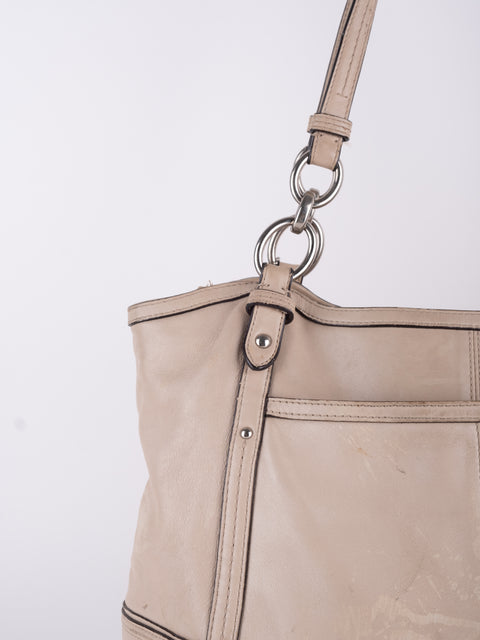 Coach Vintage Beige Leather Shoulder Bag