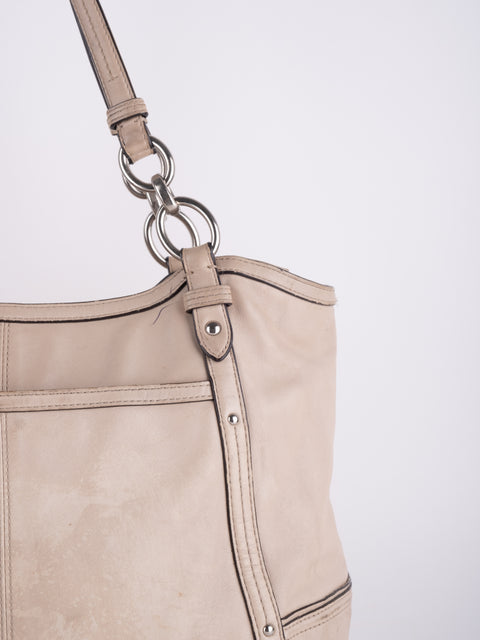 Coach Vintage Beige Leather Shoulder Bag