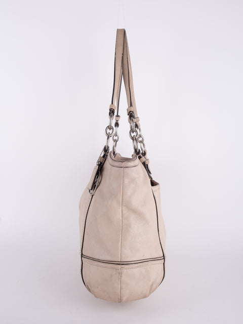 Coach Vintage Beige Leather Shoulder Bag
