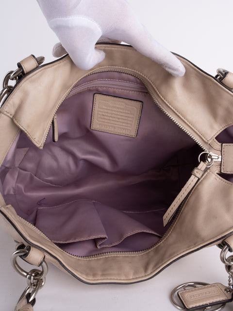 Coach Vintage Beige Leather Shoulder Bag