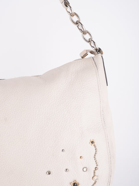 Coach Vintage White Studded Hobo Bag