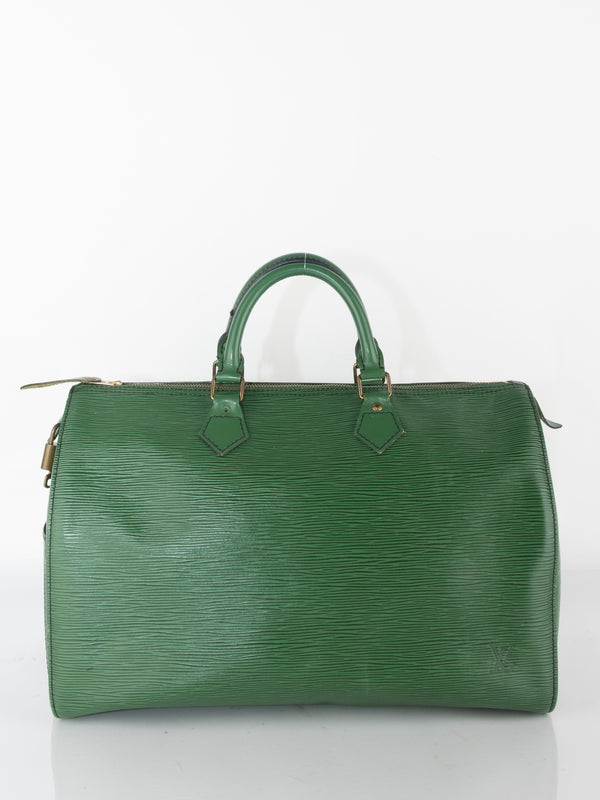 Louis Vuitton Vintage Speedy 35 Green Epi Leather Bag
