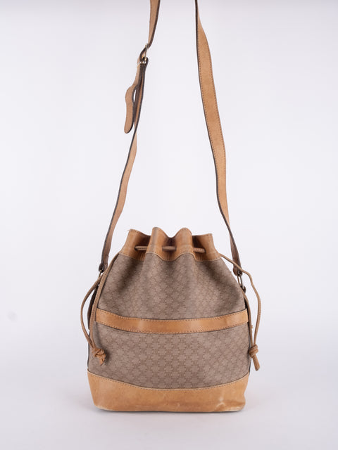 CELINE Vintage Macadam Drawstring Bucket Bag