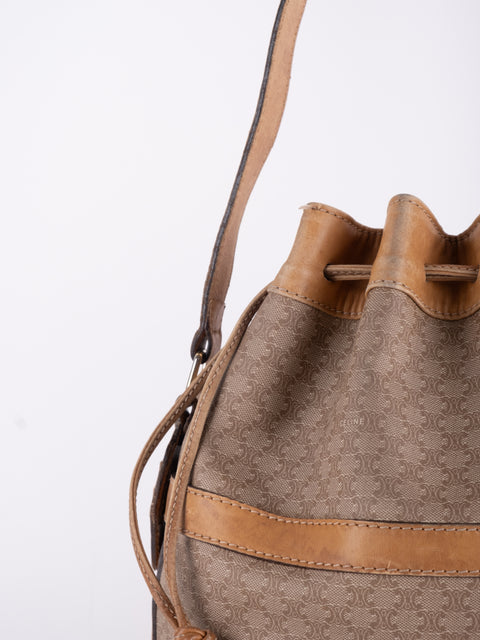 CELINE Vintage Macadam Drawstring Bucket Bag