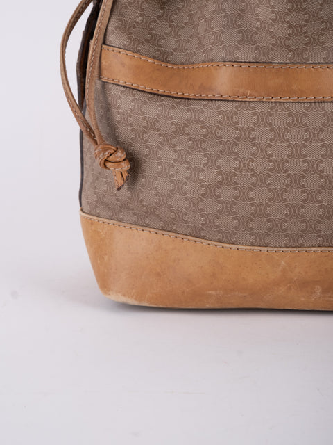 CELINE Vintage Macadam Drawstring Bucket Bag