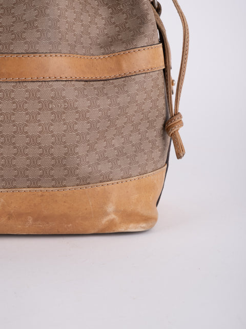 CELINE Vintage Macadam Drawstring Bucket Bag