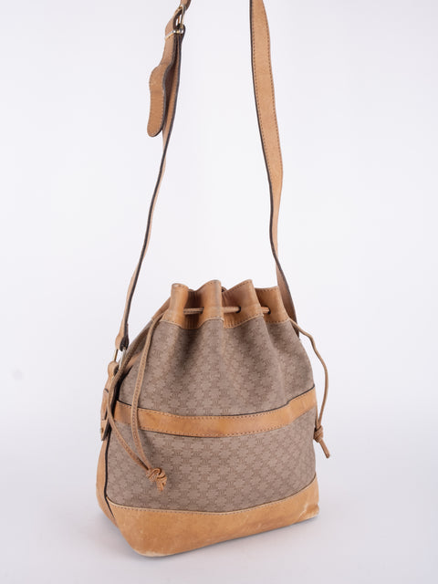 CELINE Vintage Macadam Drawstring Bucket Bag