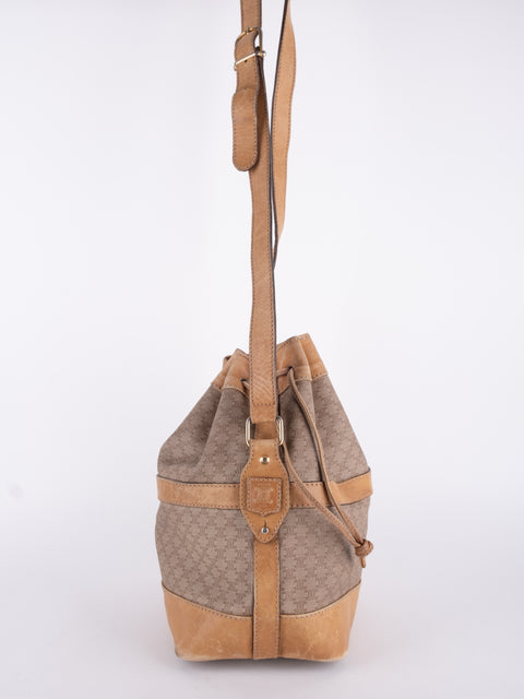 CELINE Vintage Macadam Drawstring Bucket Bag