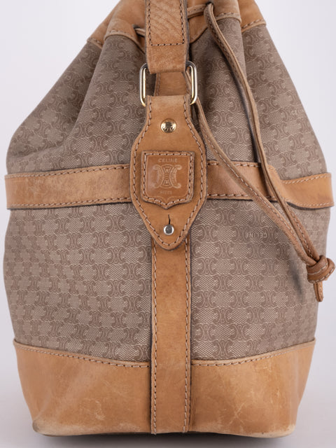 CELINE Vintage Macadam Drawstring Bucket Bag