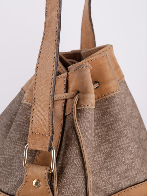 CELINE Vintage Macadam Drawstring Bucket Bag