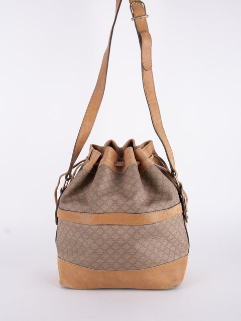CELINE Vintage Macadam Drawstring Bucket Bag