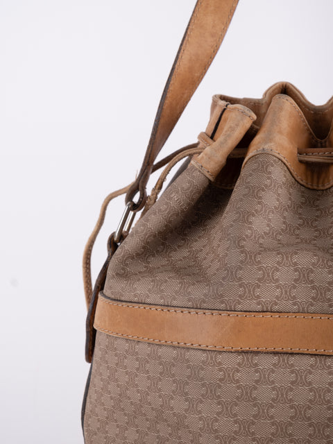 CELINE Vintage Macadam Drawstring Bucket Bag