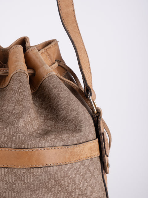 CELINE Vintage Macadam Drawstring Bucket Bag