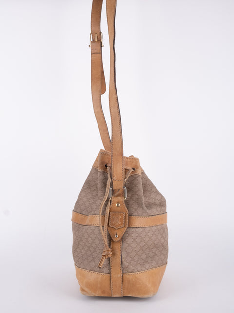 CELINE Vintage Macadam Drawstring Bucket Bag