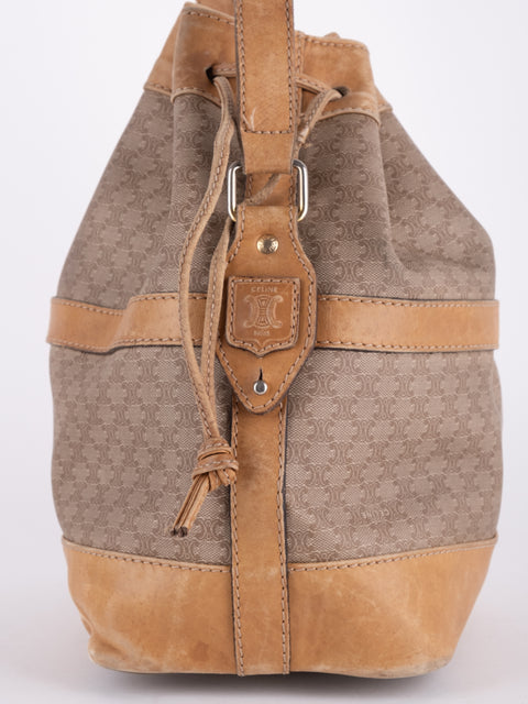 CELINE Vintage Macadam Drawstring Bucket Bag