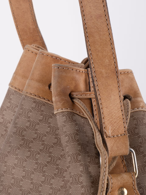 CELINE Vintage Macadam Drawstring Bucket Bag